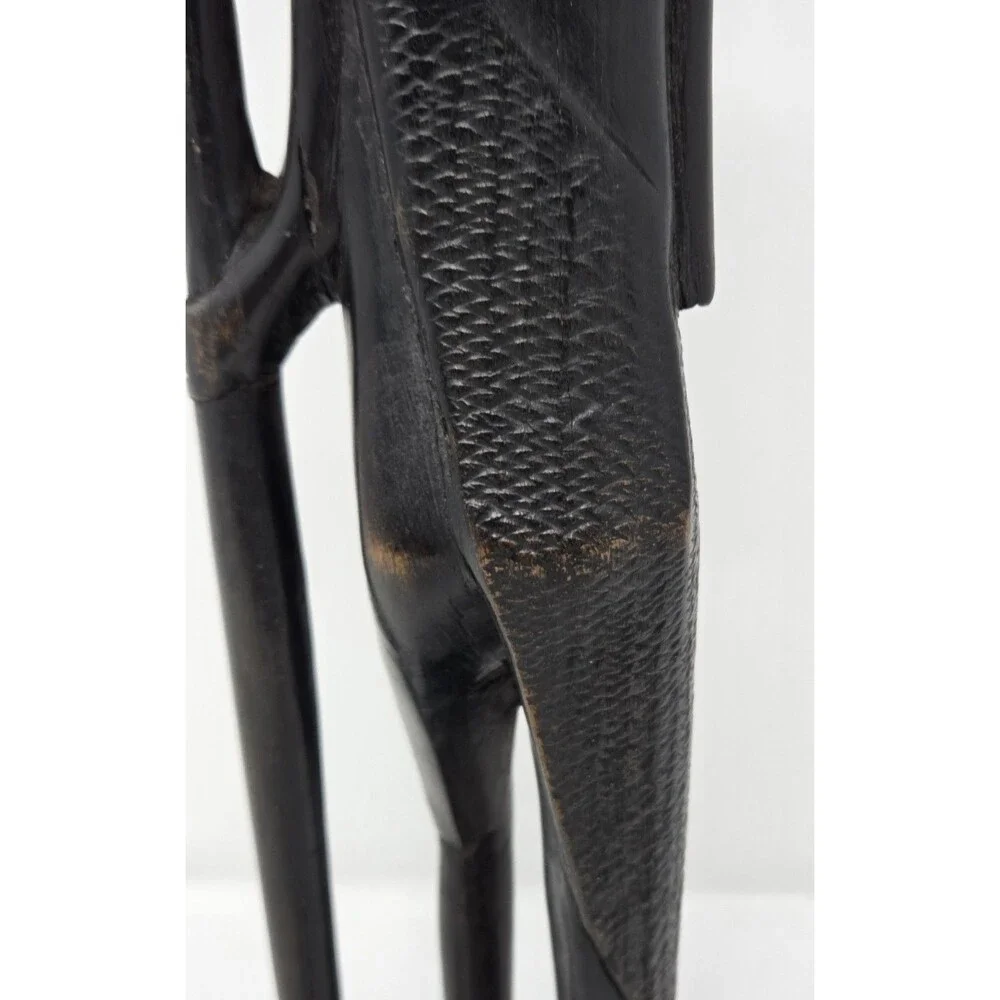 Vintage Hand Carved African Warrior Statue Figure w/ Spear‎ Wood Tribal Art 14
